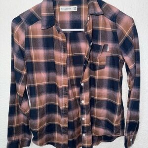 Abercrombie Kids Pink and Navy Plaid Shirt